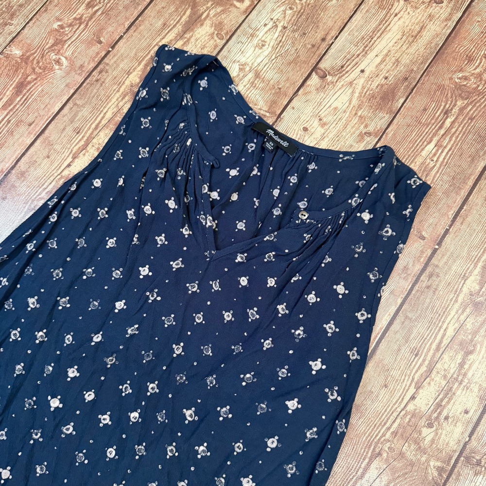Madewell G1462 Tank Top Womens Extra Small Blue Geometric Sleeveless Lightweight